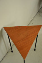 Load image into Gallery viewer, Vintage Post Modern Triangle Wood and Metal Side Table