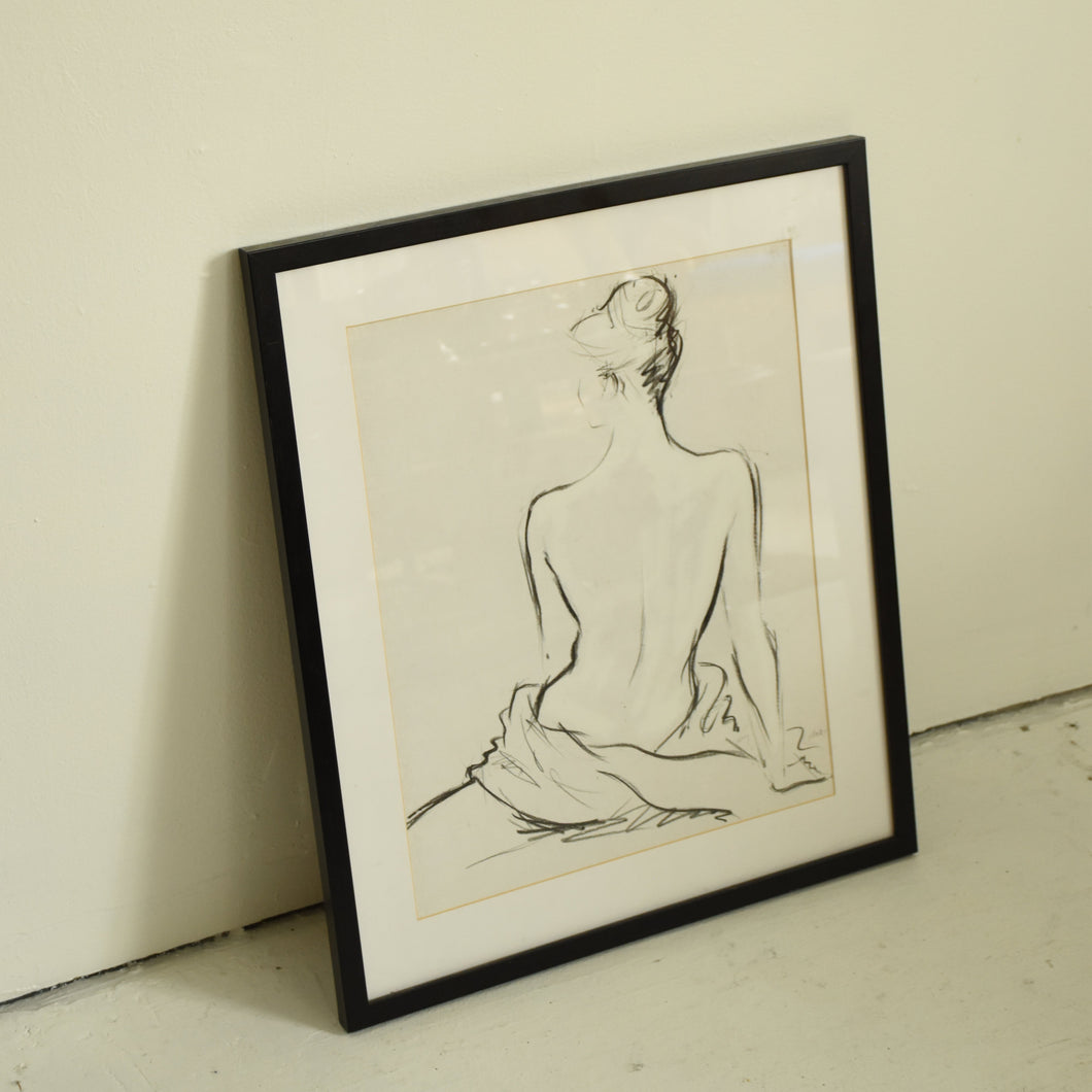 Vintage Original Nude Drawing Signed